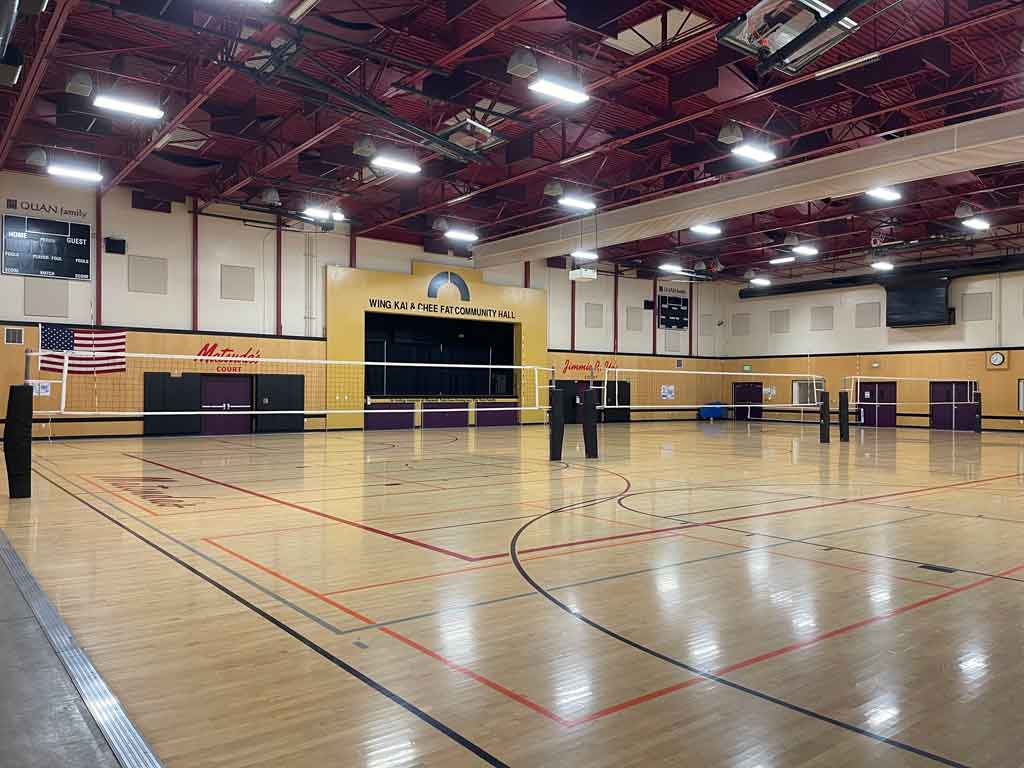 Three volleyball courts across the facility.